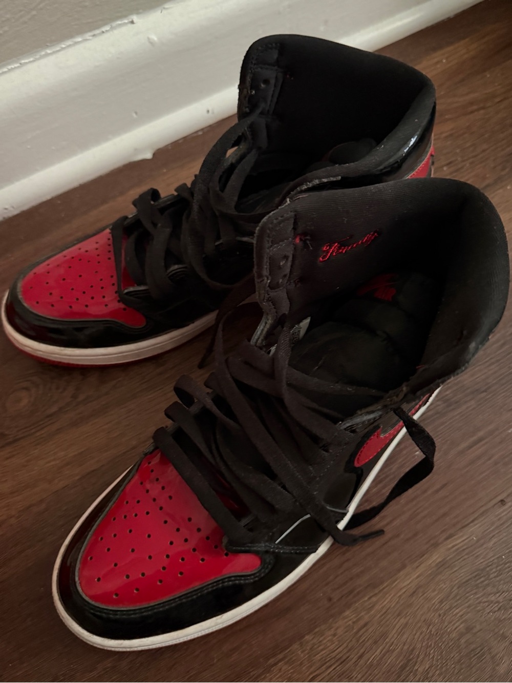 Jordan Black and Red High-Top Sneakers - Picture 2 of 8